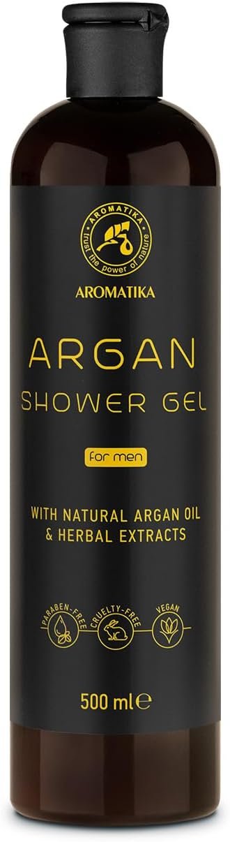 Gel Douche Argan 500 ml - Gel Douche pour homme - Gel Douche à l'huile d'Argan et aux Extraits de Plantes - Soins du Corps - Parfum Frais - Arôme Masculin - Gel Douche pour Lui - Gel Douche