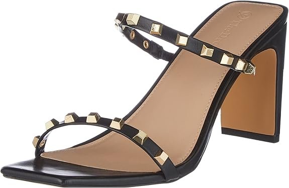 Avery Square Toe Two Strap High Heeled Sandal pour Femme, Grain de café