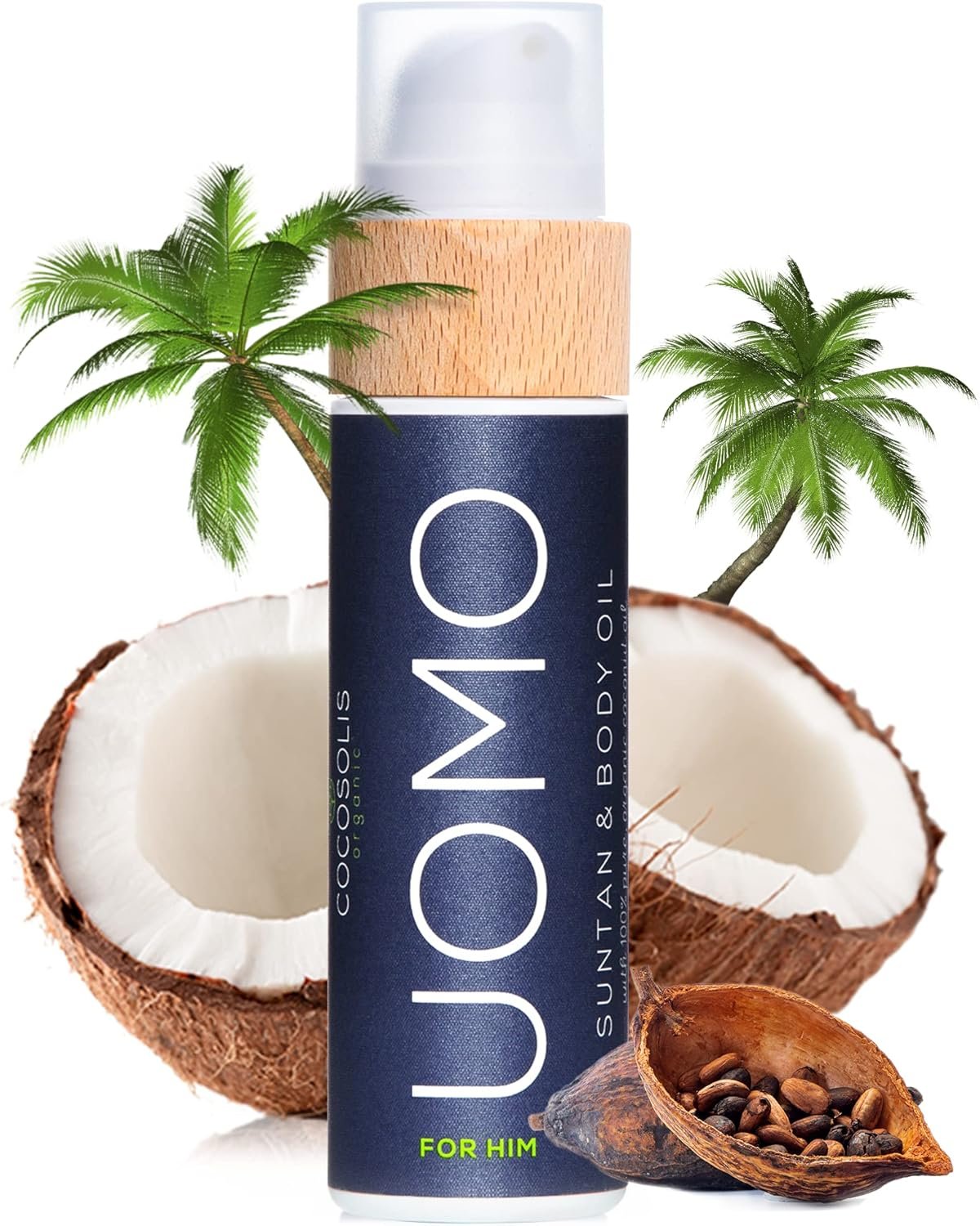 UOMO Accélérateur de bronzage pour homme - Huile de bronzage bio avec vitamine E et parfum de BLACK COCONUT un bronzage intensif rapide - Sublimateur de bronzage (110)