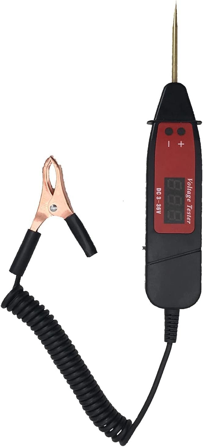 Stylo Testeur de Circuit Automobile 3-36V de Qualité Testeur de Tension et Électricité pour Voiture, Détermine le Positif et Négatif de Batterie, Lampe de Poche avec Pince Croco