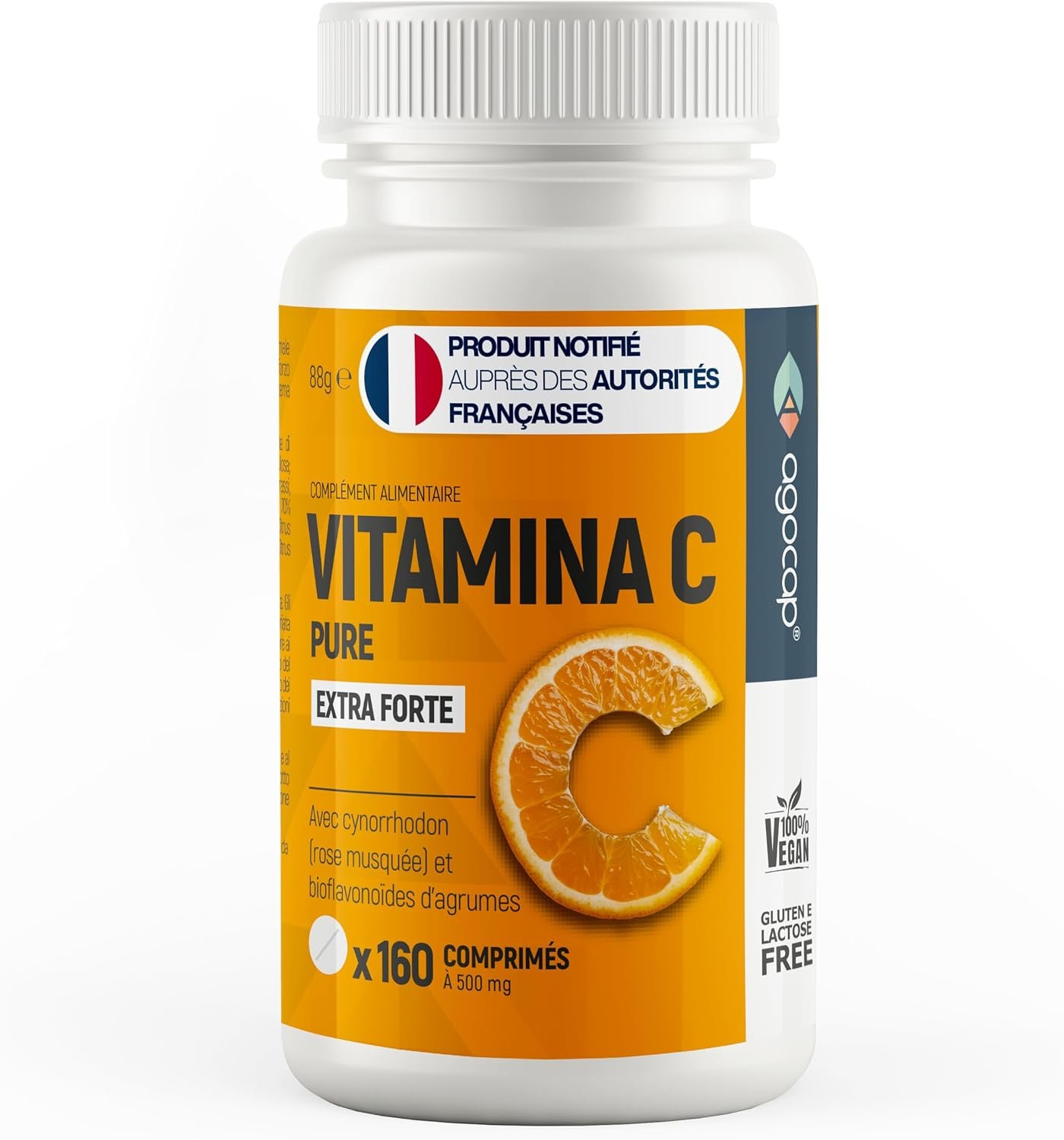 Vitamine C 1000 mg, 180 comprimés Vegane avec des bioflavonoïdes d'Agrumes et de rose Canine, haute absorption | renforce le système immunitaire | Vitamine C pure, fourniture 6 mois Made in Italy