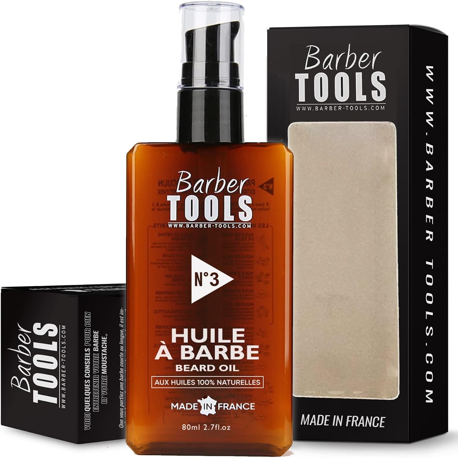 Huile Barbe | N°3 | aux huiles 100% naturelles - MADE IN FRANCE - Favorise la Pousse de la Barbe - À base d’Huile de RICIN, 7 Huiles Végétales & 3 huiles essentielles & Vitamine E (80 ml)