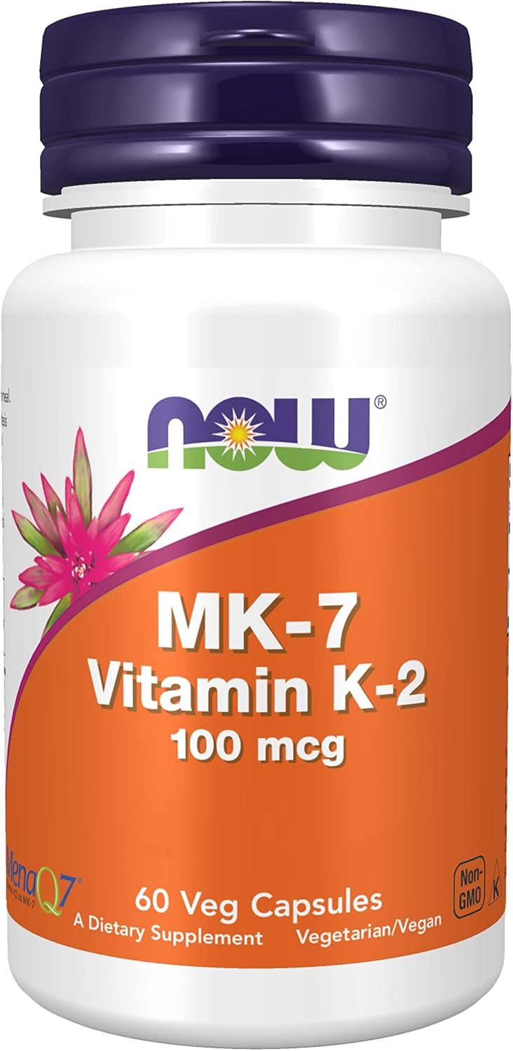Vitamine K2 MK-7, 100mcg, All-Trans, 60 Capsules végétaliennes, Testé en Laboratoire, Sans Gluten, Sans Soja, Sans OGM
