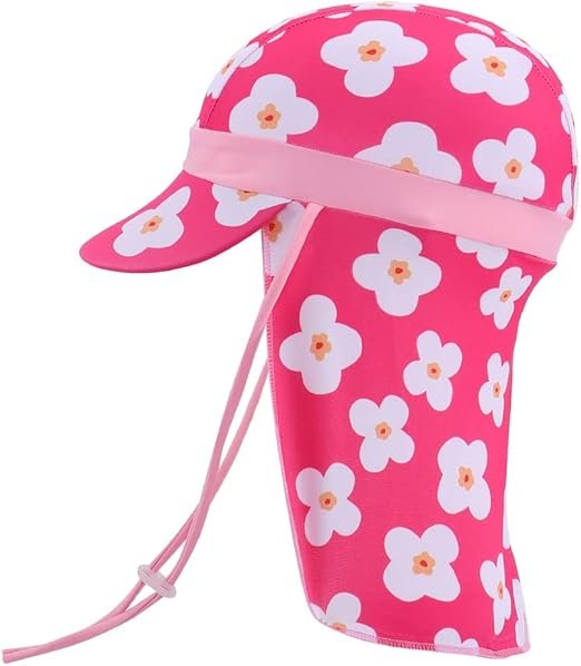 Chapeau de Soleil Fille Garçon 1-10 Ans Chapeau de Cou Protection Enfants UPF 50+ avec Mentonnières Réglables