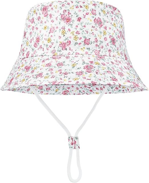Chapeau de Soleil Enfant, Casquette de Plage Bebe Chapeau de Pêcheur Garçon Fille, Coton Chapeau Bob Bord Large 4-8 Ans