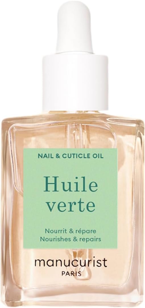 Huile Verte Ongles - Huile Cuticules Ongles- Nourrit & Régénère Ongles & Cuticules - Favorise la Repousse - Mélange 6 Huiles, 99% Bio Oil - 15ml - Vegan & Made in France