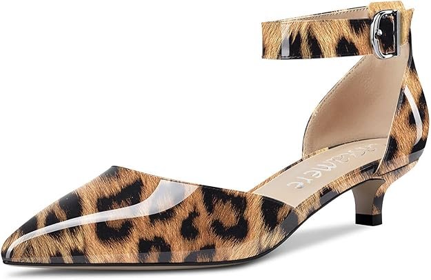 Femmes Bas Kitten Talon Heel Pointu Bout Lanières Cheville Escarpins Cute Dress Two-Piece Boucle Sandales 3.5 CM Heels