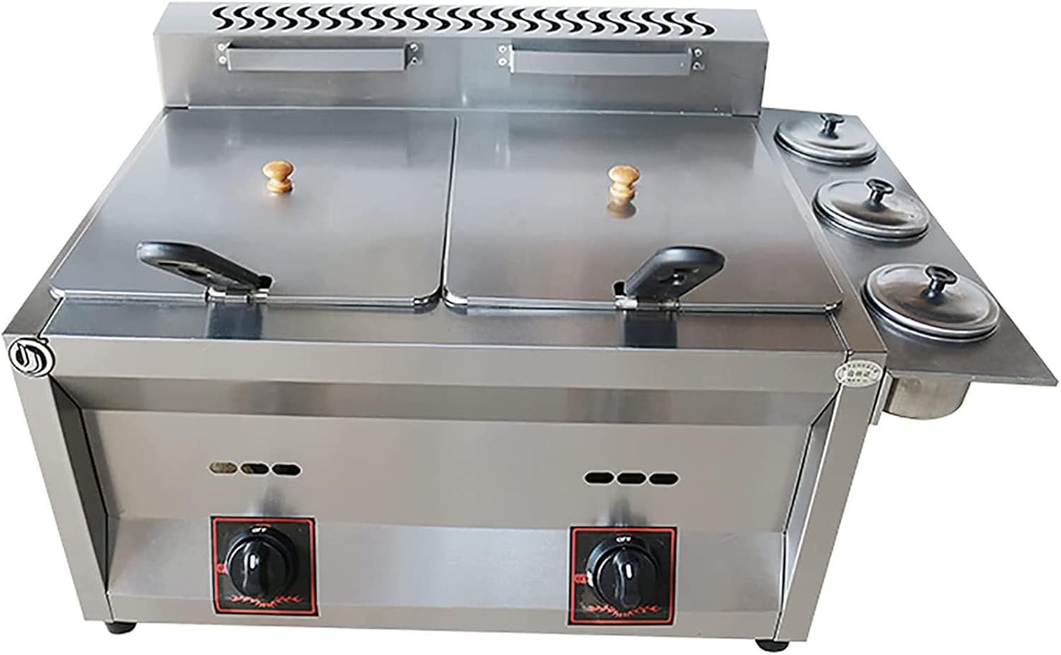 Friteuse Commerciale, friteuse à gaz Grande capacité 20L/30L, friteuse GPL en Acier Inoxydable pour la Maison et Le Commerce, Puissance de feu réglable, Nettoyage Facile