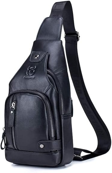 Sac à Dos Vintage en Cuir pur Homme - Sac à dos Bandoulière - Sac à Dos, 02 - Noir