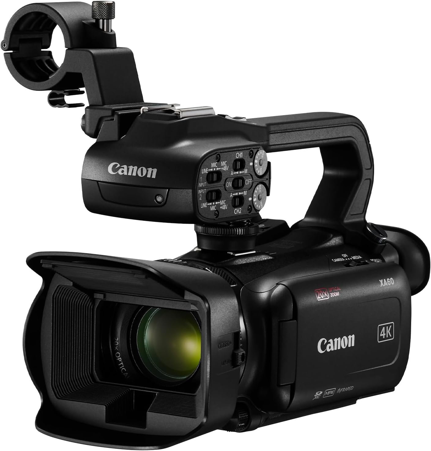 Canon xa60 Caméra Vidéo Professionnelle 4K, Capteur CMOS 1/2.3" | Zoom optique 20x, sortie HDMI pour enregistrement externe, autofocus hybride avec détection des visages