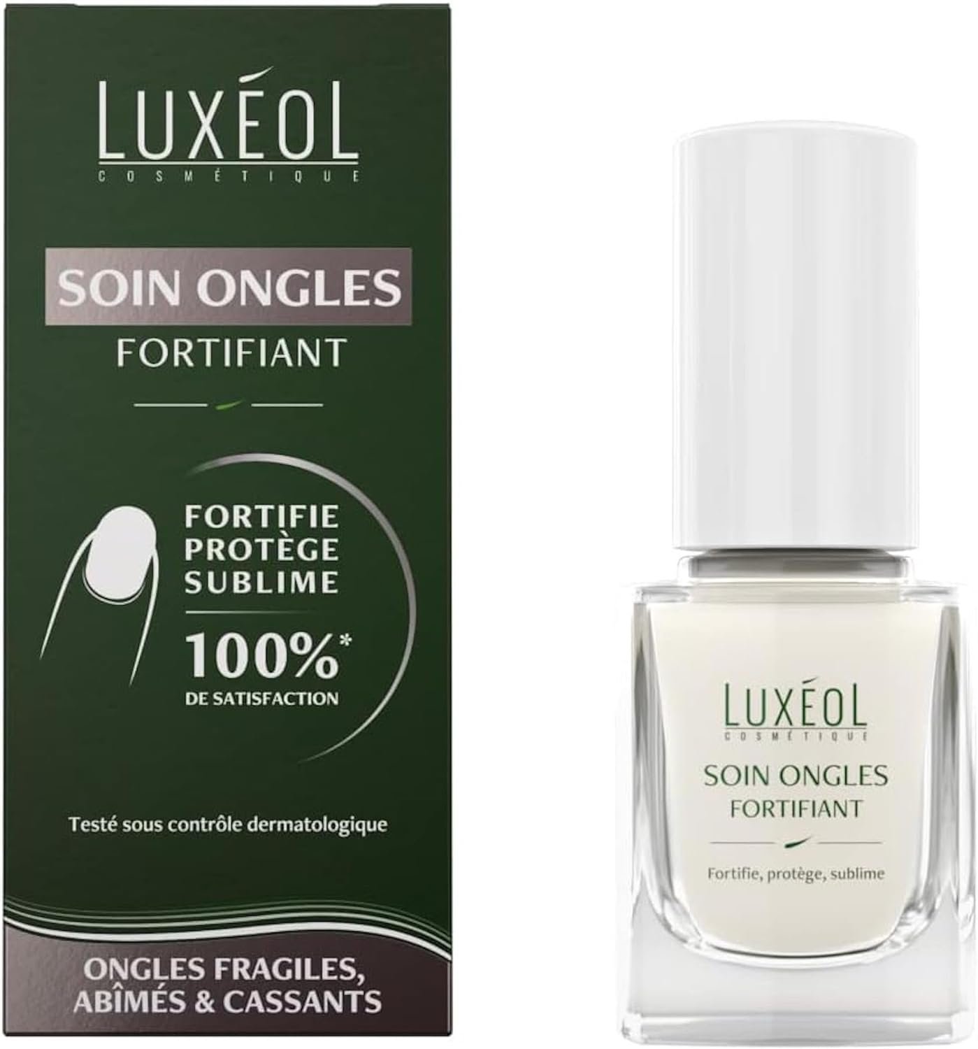 Soin Ongles Fortifiant - Protège & Sublime - Vernis Gel Soin Fortifiant - Ongles Fragiles, Abîmés & Cassants - Programme 4 Semaines - 11ml, Blanc