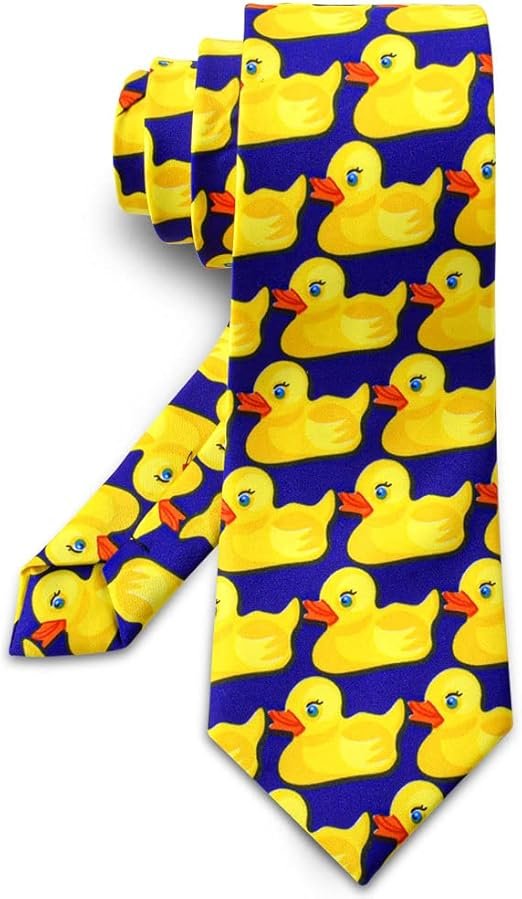 Cravate Canard Bleu et Jaune 8cm - Fantaisie Classique pour École, Filles, Garçons et Adultes, Déguisements Cosplay Halloween