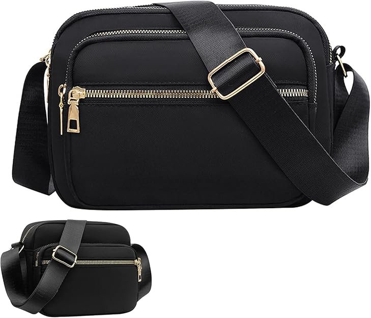 Sacs Bandoulière Femme Nylon Pochette Portefeuille Téléphone Sac à Main Multifonctionnel avec Longue Réglables Bandoulière Imperméable Crossbody Bag pour Voyage École Sports Achats