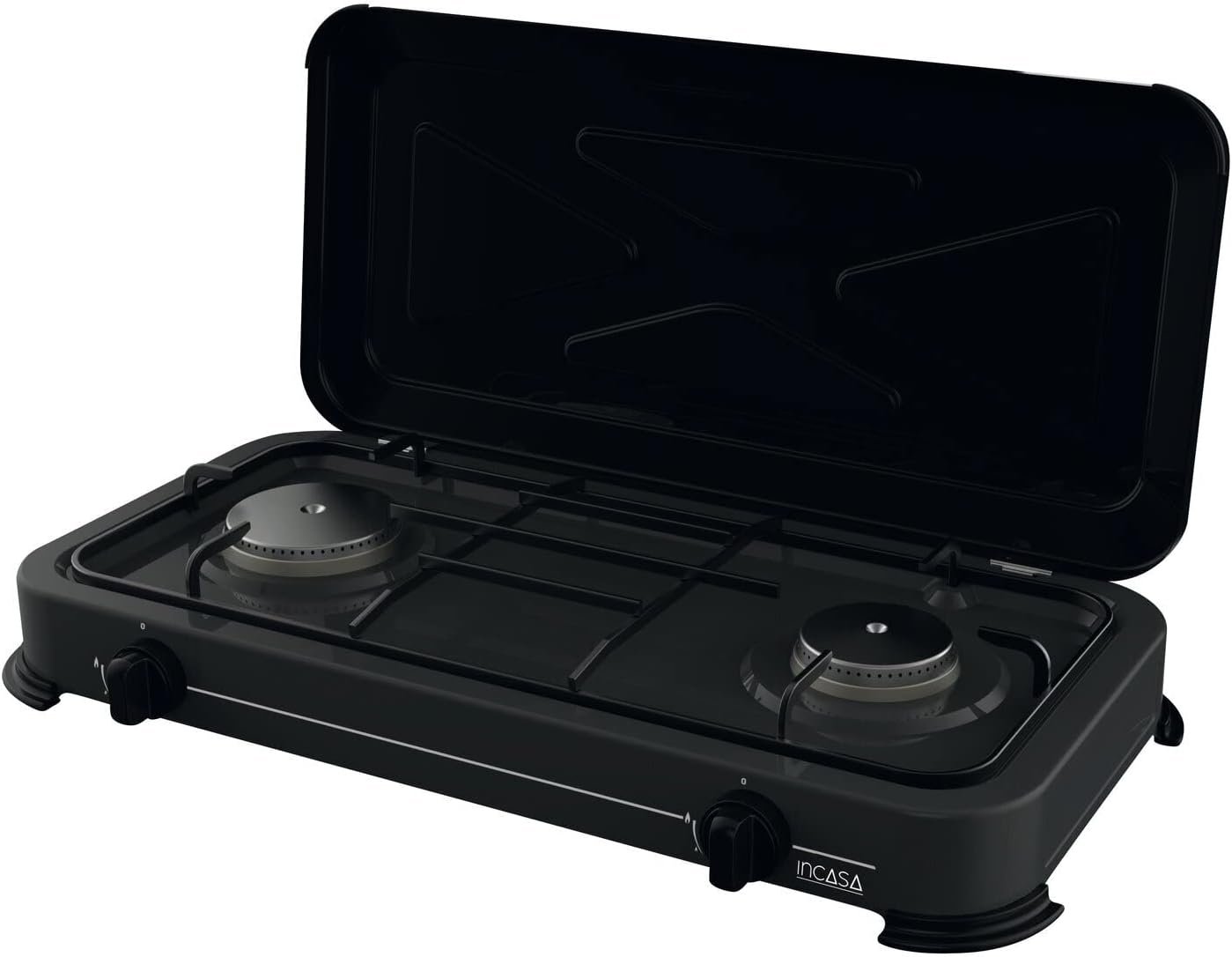 Réchaud a gaz - INCASA - 016465 - 2 feux - Puissance 3,4 kW - Dimensions 63x27,5x10 cm