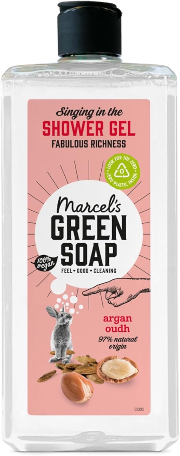 Marcel's Green Soap - Gel Douche Argan & Oudh - Sans microplastique - Bouteille en plastique recyclé - Végétalien - 300 ml