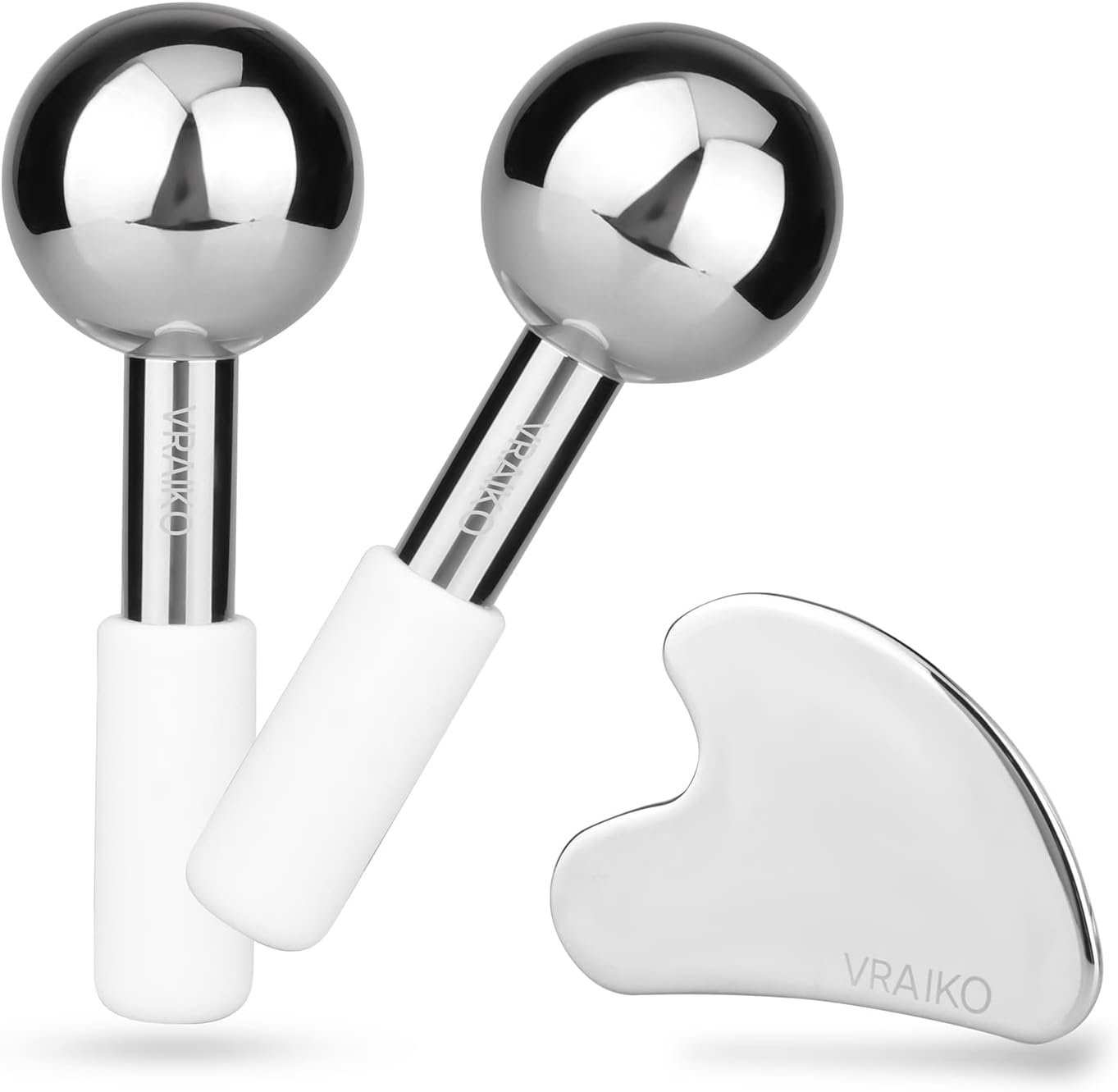 Ice Globes pour le visage et Gua Sha, outils pour le visage Gua Sha et bâtonnets de cryo avec acier incassable, rouleaux de refroidissement pour les cernes, les poches et le drainage