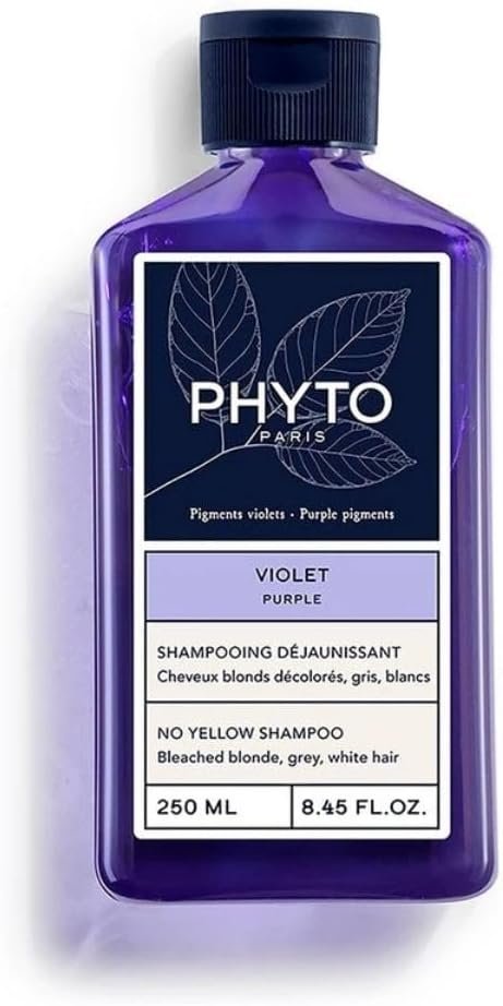 Shampooing Déjaunissant 250ml - Cheveux Blonds Gris Blancs - 90% d'ingrédients d'origine naturelle - Neutralise les reflets - Cheveux doux et brillants - Reflets froids éclatants