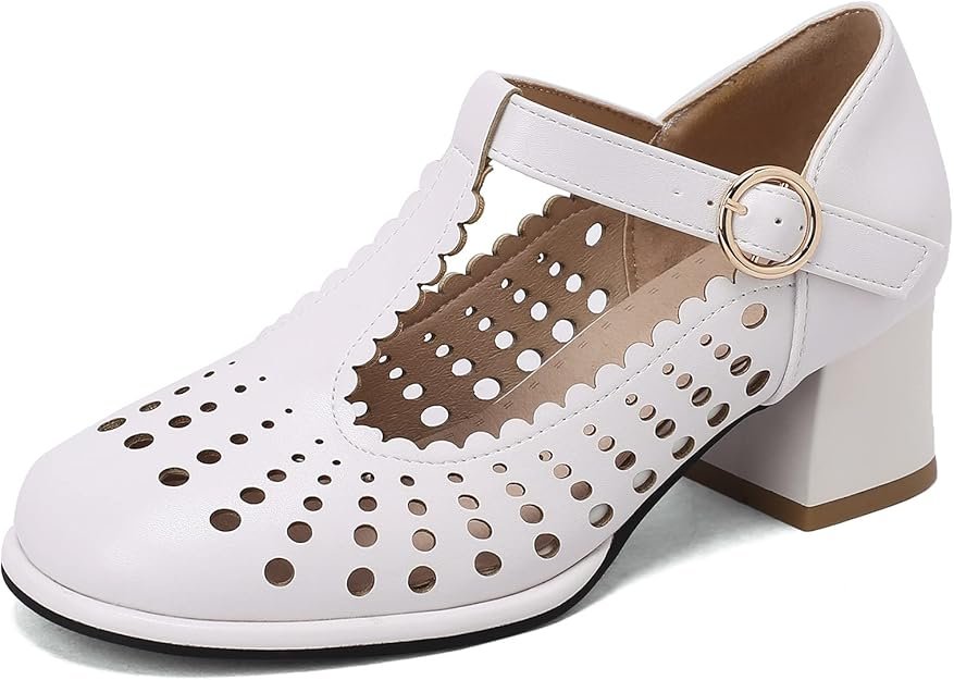 Chaussures Plateforme Bout Rond à Bride en T pour Femme