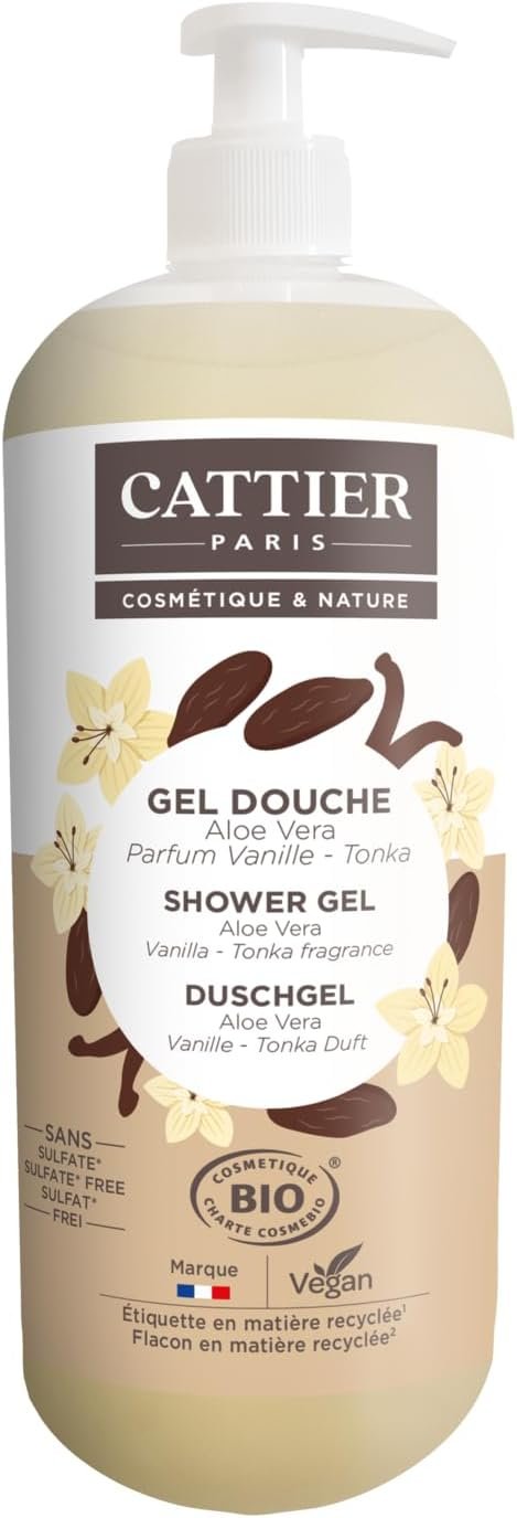 Cattier - Gel douche sans sulfate Parfum Vanille - Tonka 1L