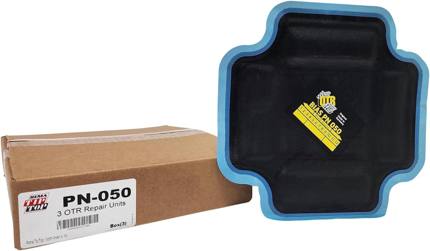 Rema Tip Top Premium PN-050 Tire Patch, 3 Units of 240mm/9.5 inch 4 Ply Vulcanizing Bias Tire Patches for OTR Bias Tire Repair Only with Fully Integrated Blue Bonding Layer