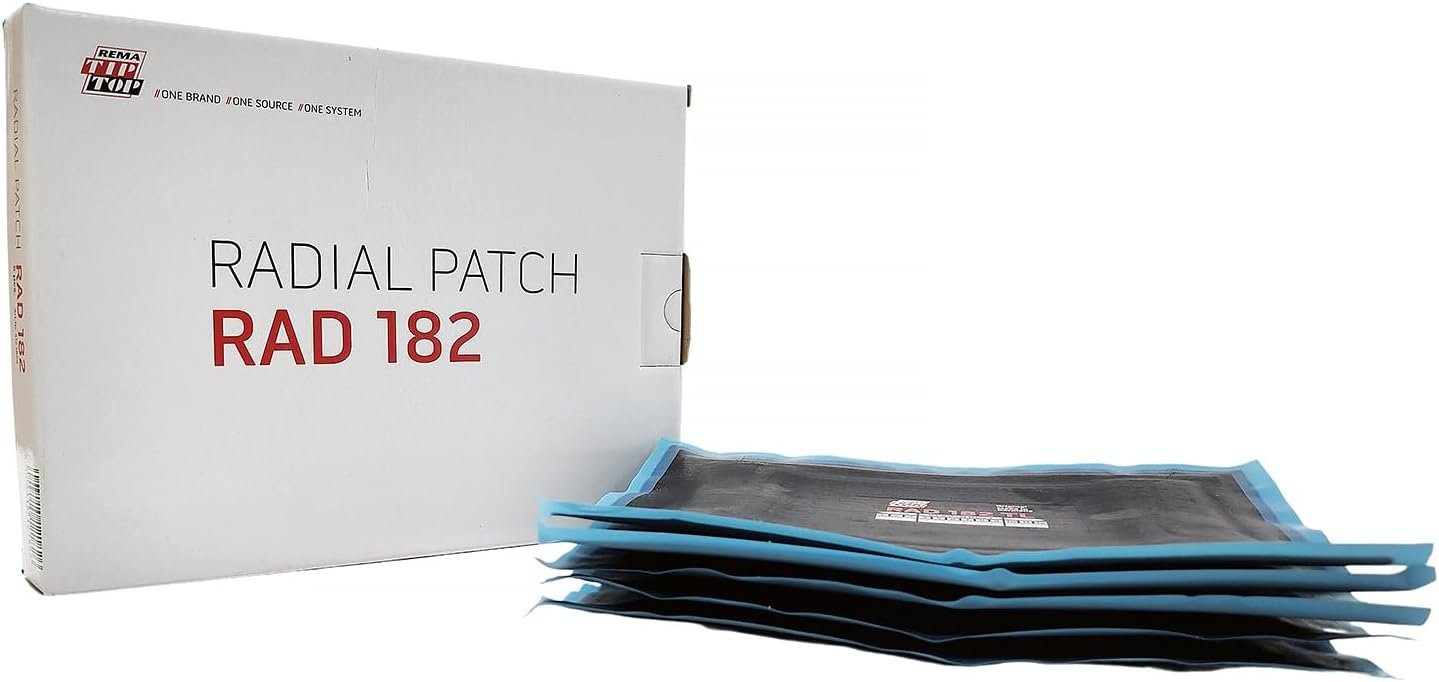 Rema Tip Top RAD182 Radial Tire Patches – 10" x 7-1/2" Self-Vulcanizing Flat Tire Universal Repair Patches – 5 Count