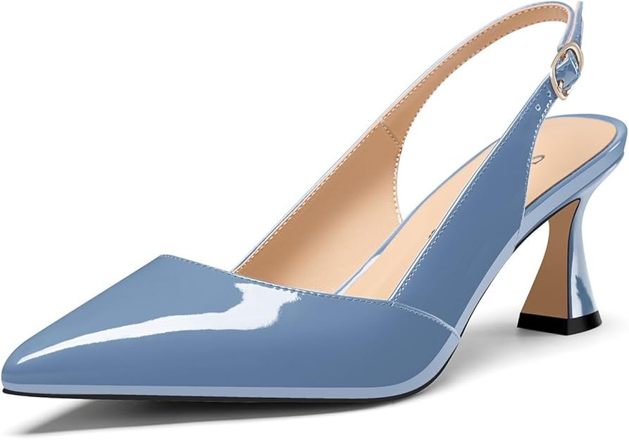 Femmes Mi Talon Heel Pointu Bout Escarpins Lanières Cheville Slingback Slip-on Danse Cute Été 6.5 CM Heels