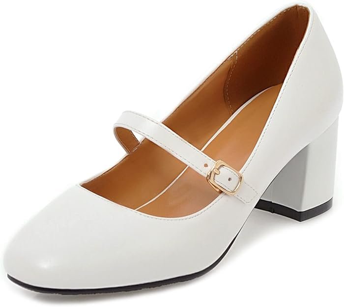 Femmes Basic Bout Carré Mary Jane Bloc Chaussures