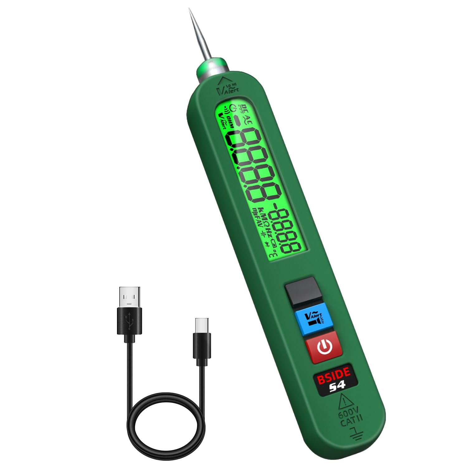 Testeur de Tension Rechargeable Stylo Détecteur de Tension Sans Contact avec Grand Écran Mesure la Tension Sans Fil et la Température Ambiante Testeur de Fuite Électrique avec Lampe de Poche