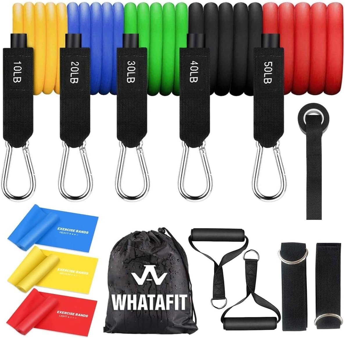 WHATAFIT Resistance Bands with Handles, 150 lb Exercise Bands Set