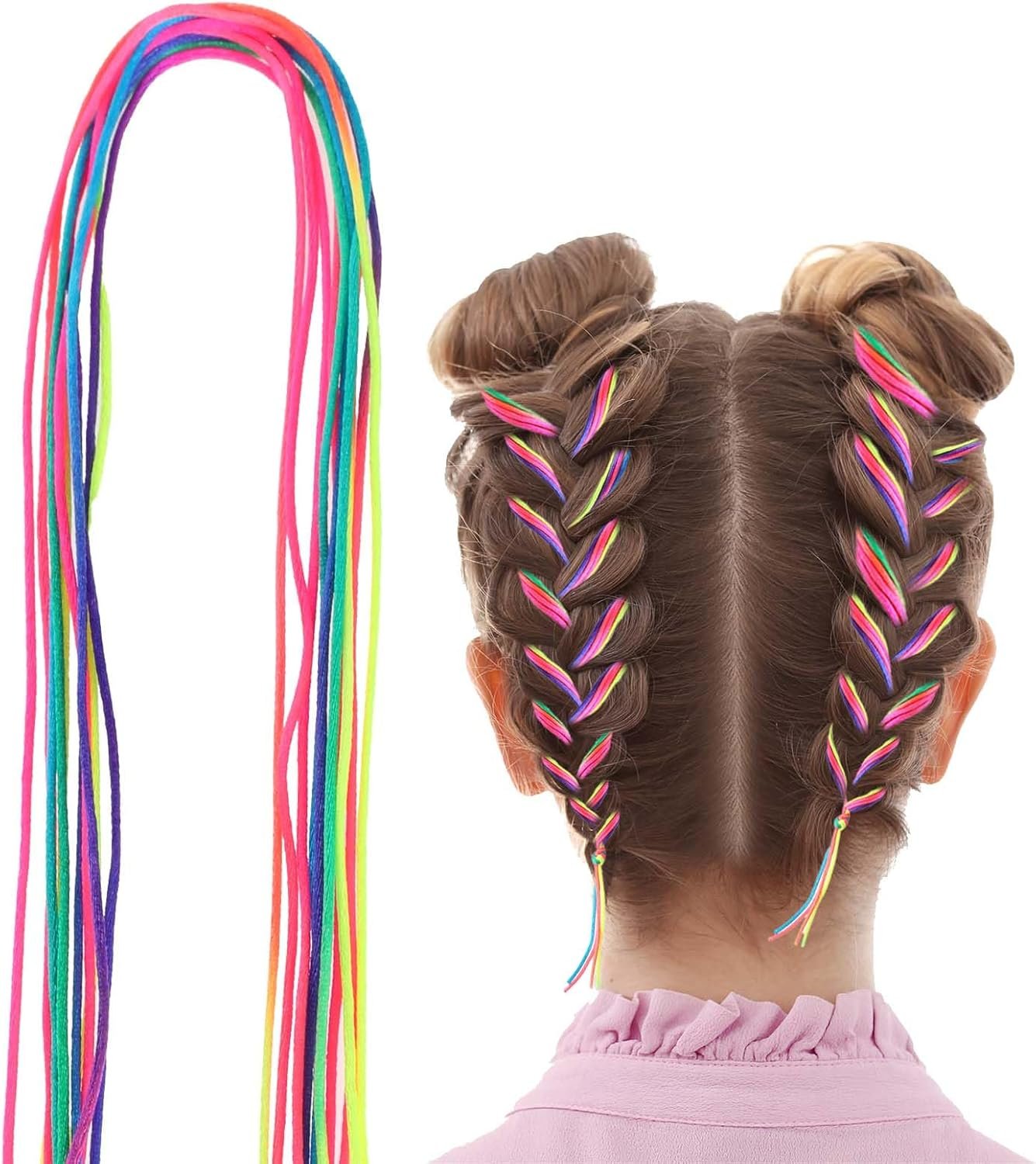 30 pièces tresses de cheveux coloré enveloppe de cheveux chaîne assortie dégradé cheveux corde bande arc-en-ciel tressage cheveux cravate bricolage queue de cheval tresses femmes filles