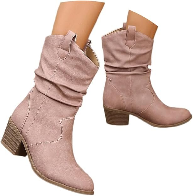 Bottes et Bottines Femme de Cowboy Motard Casual Bottes à Talons