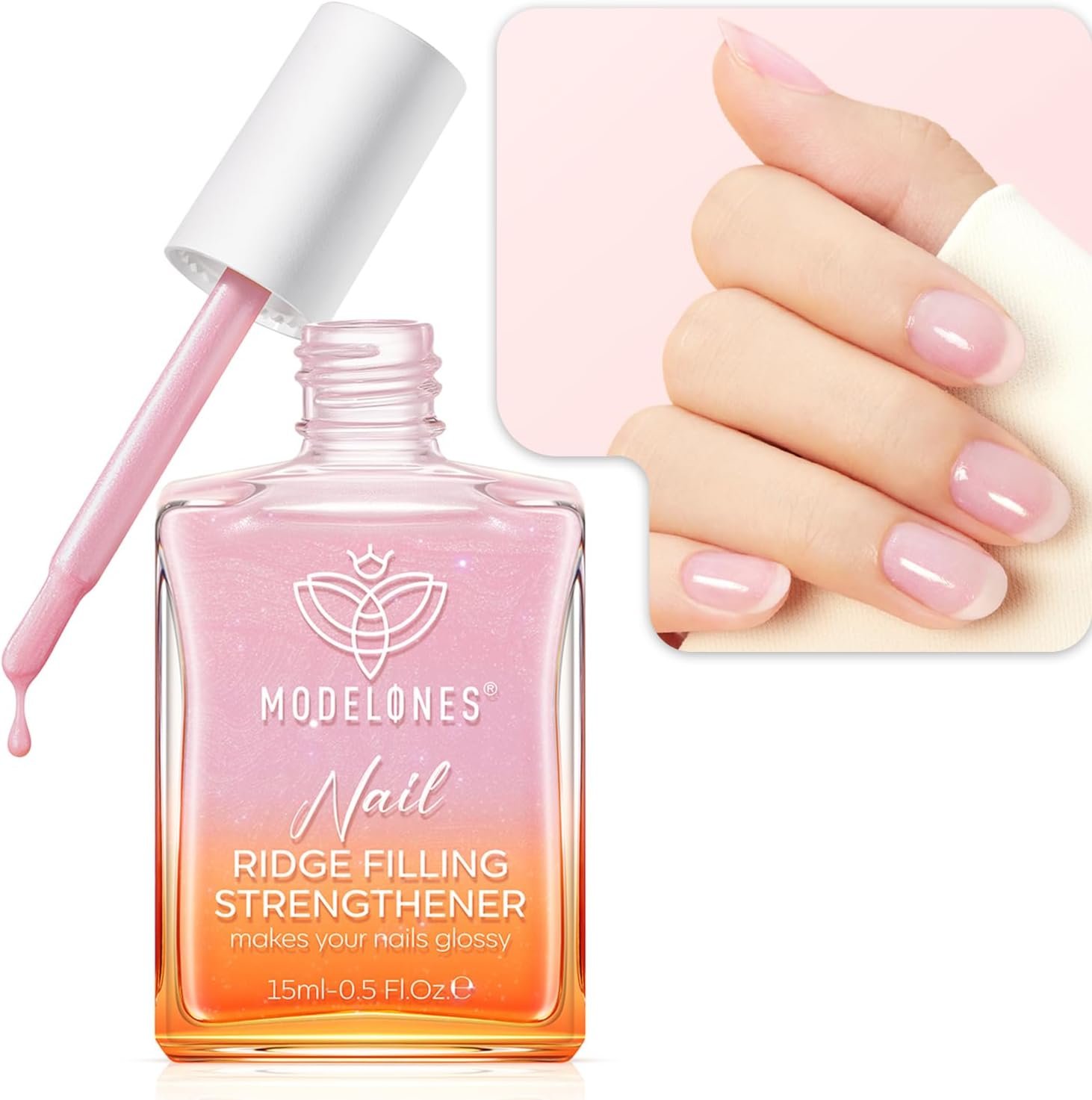 Couleur: 15ML Vernis Durcisseur - Pailleté Rose