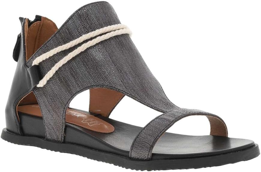 Sandales Noires Fermées par un Zip au Talon et à Semelle Compensée