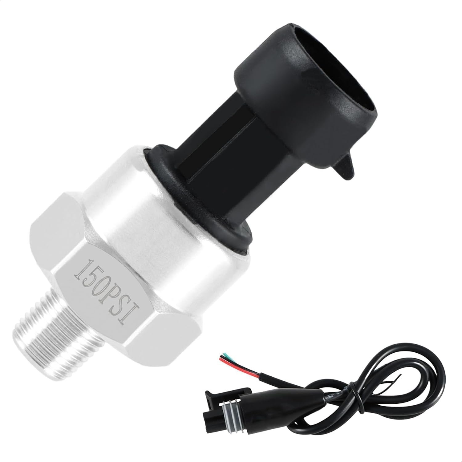 Capteur de transducteur de pression FUSCH 150 PSI avec faisceau de connecteurs, transmetteur de pression en acier inoxydable à filetage 1/8"NPT pour l'air d'eau de carburant