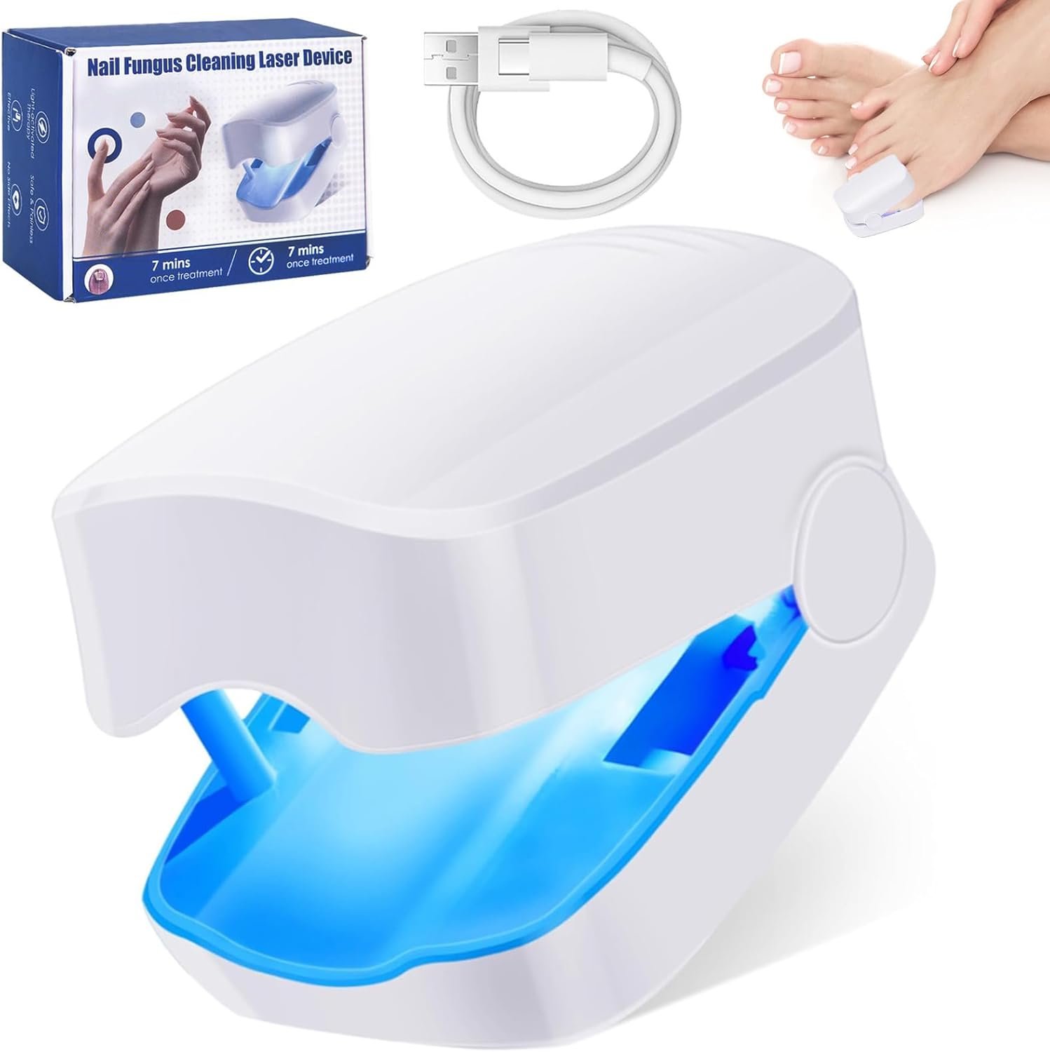 Appareil Traitement Laser Mycose Ongles, Mycose Ongles des Pieds Nettoyage et Réparation Ongles, Traitement Champignons Ongles, Infections Fongiques des Ongles des Mains et des Orteils