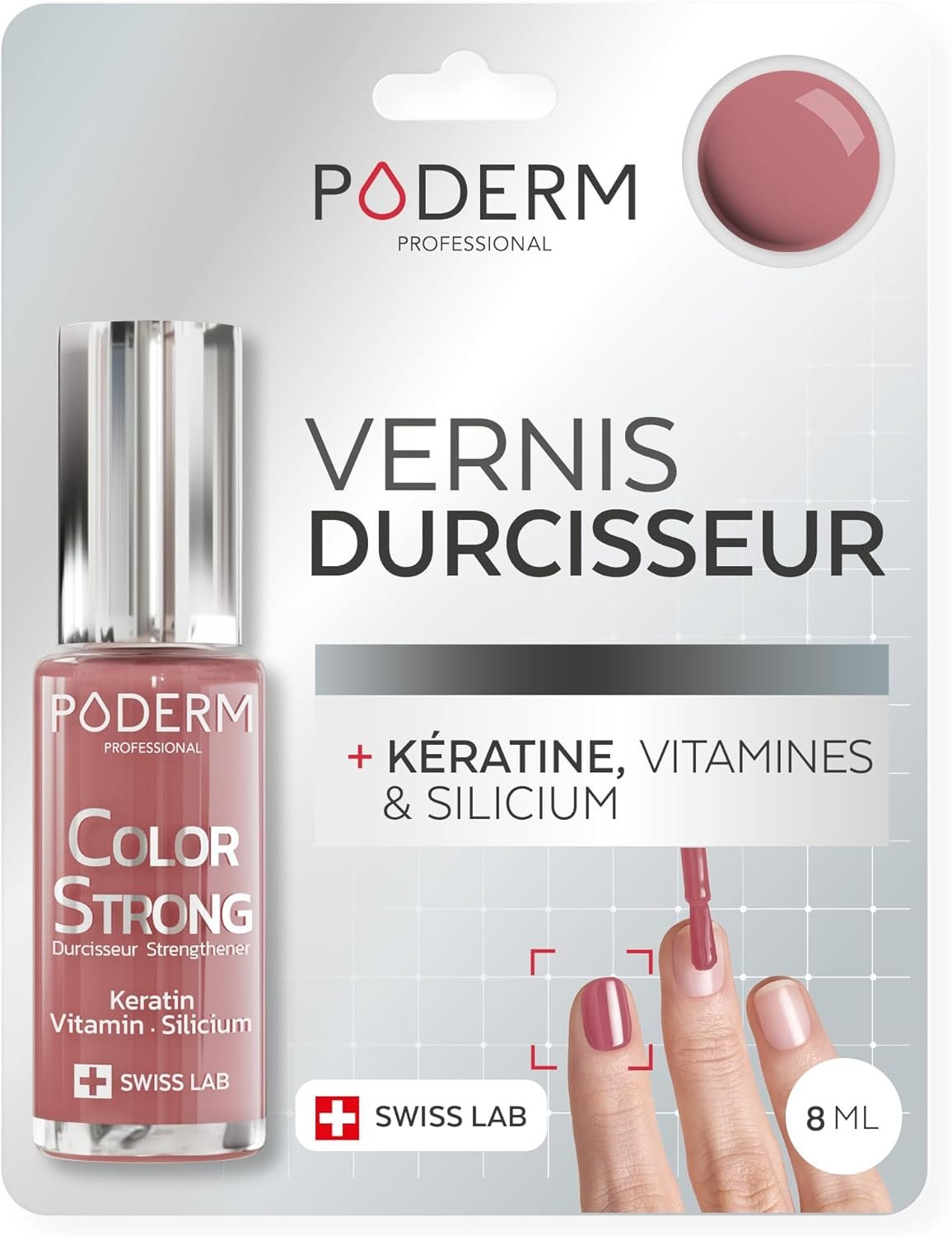 Vernis Durcisseur Ongles - Bois de Rose | Répare et Renforce les Ongles Abîmés et Fragilisés par les Vernis Semi-Permanents | Biotine, Silicium, Kératine Podologue en Suisse