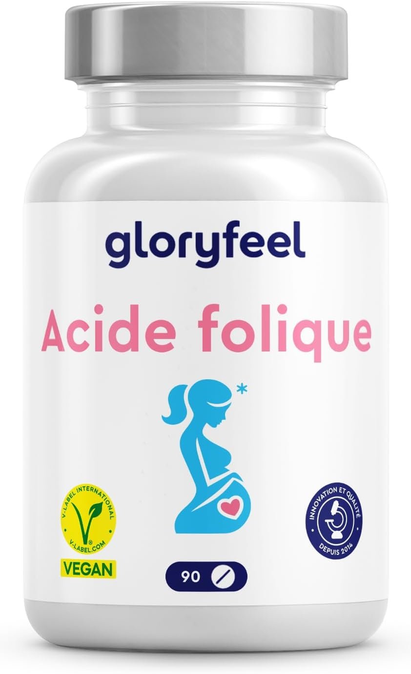 Acide Folique 400µg - Pour la Croissance des Tissus Maternels et le Système Immunitaire* - Conçu pour 1 Trimestre (3 Mois) - Vitamine B9 Hautement Dosé, Biodisponibilité Optimale