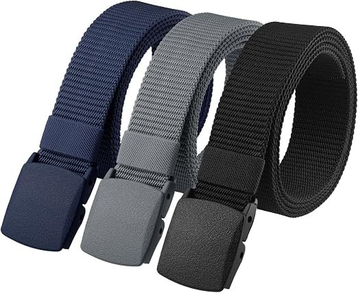 Ceinture en Nylon Homme, 3PCS Mixte Ceintures Militaire Extérieure, Ceinture Travail, Ajustable Boucle Plastique Sangle Coton