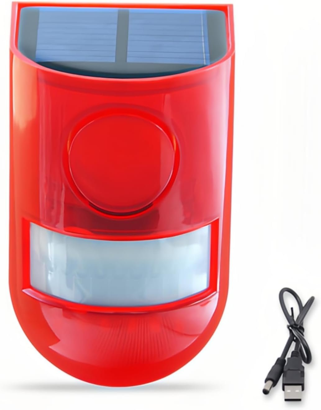 Alarme Solaire Sonore et Lumineuse pour l'Extérieur Détecteur de Mouvement Dispositif Imperméable Sirène 110db Sonore Alerte Flash Système d'Alarme de Sécurité pour la Maison et la Cour