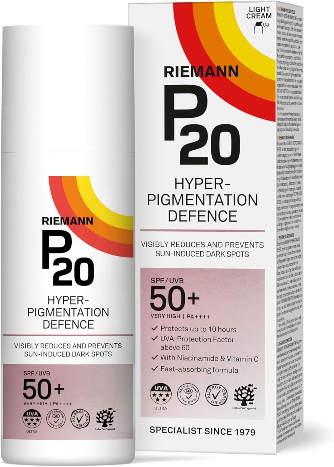 P20 | Hyperpigmentation Defence SPF 50+ | Réduit et prévient les taches sombres liées au soleil | Protection et prévention du vieillissement prématuré de la peau | 50 g