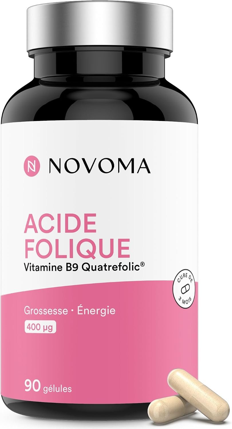 Acide Folique 400 µg - Vitamine B9 Quatrefolic®, 90 Gélules - 3 Mois | Complément Alimentaire Femme Enceinte - Fabriqué en France