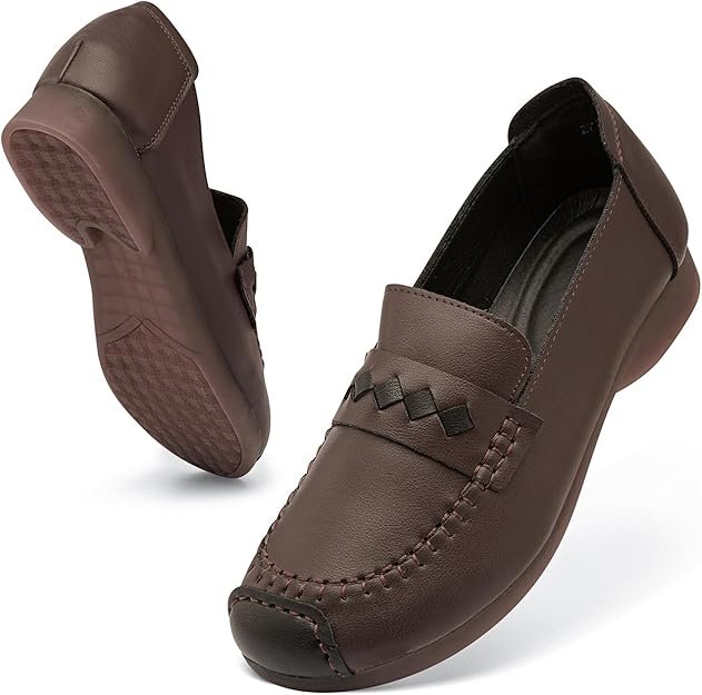 Mocassins pour Les Femmes Gros Morceau Cuir Chunky Conception De Dentelle Chaussures Semelles en Caoutchouc Souple