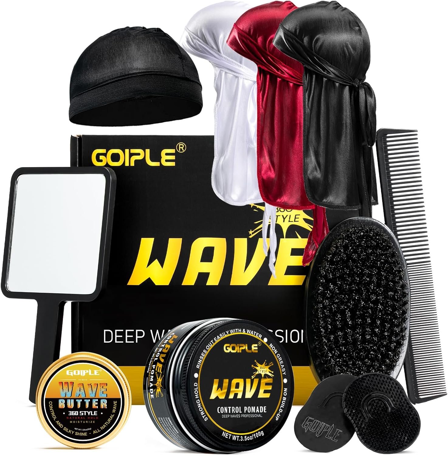 Pommade Capillaire Wave pour Homme – Fixation Forte, Lavage Facile, Crème 360 Waves pour Définir les Ondulations, Hydrater les Cheveux et Apporter une Brillance Soyeuse