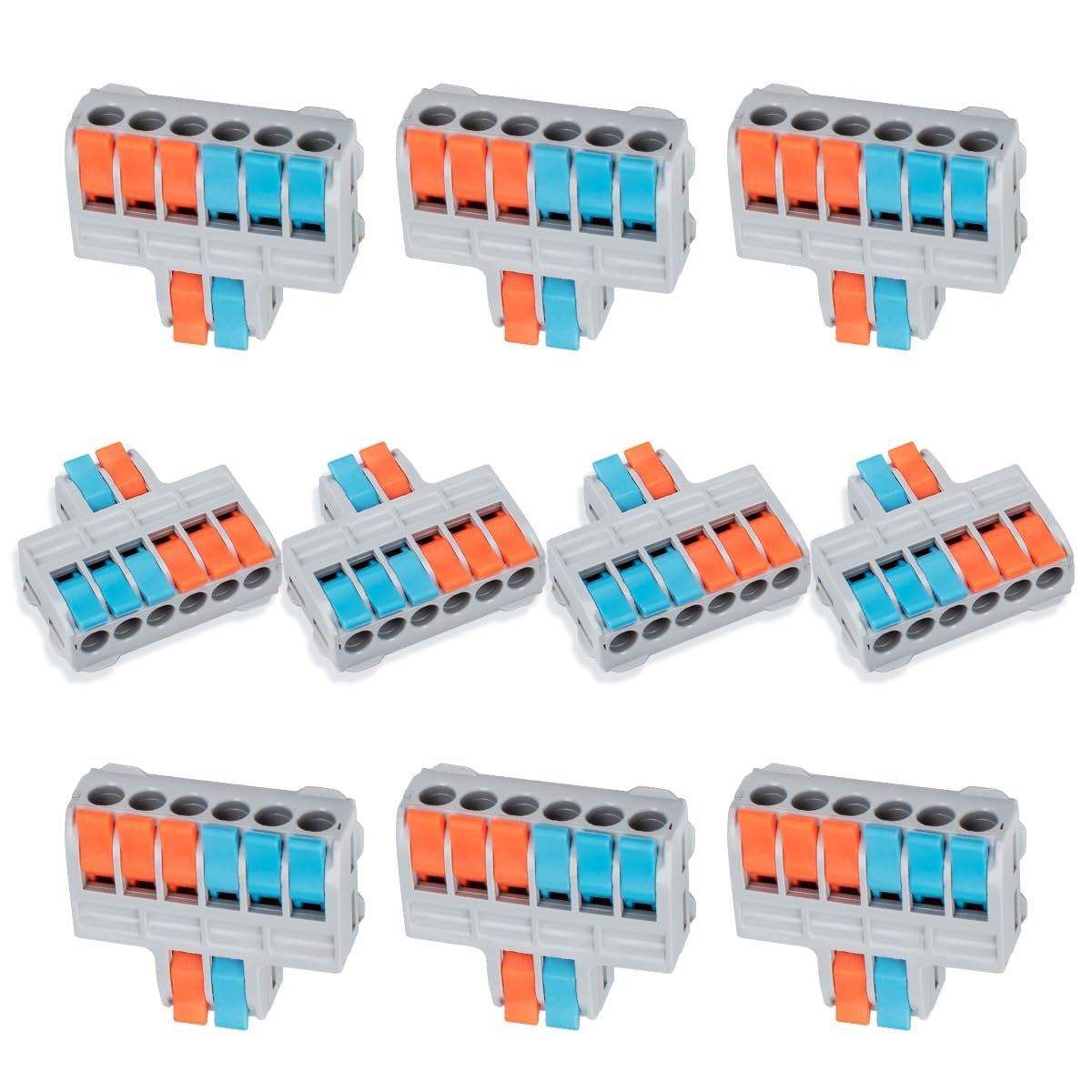 10 bornes de connexion connecteur de câble compact 2 - in 6 - out bar avec conducteurs flexibles et rigides SPL - 62
