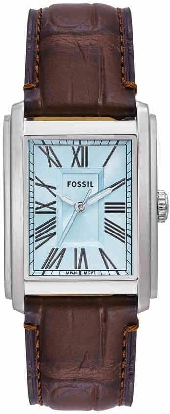 FOSSIL Carraway Watch for Men, Quartz Movement with Leather Or Stainless Steel Strap, Ton argenté