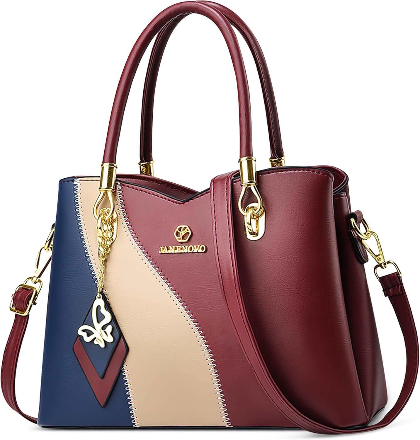 Sac à Main Femmes Élégant Sac Cabas Imperméable Sac Épaule Grand Capacité Sac Fourre-Tout Bandoulière Dames Multicolore Shopper Pour Les Travail Voyage Ville Affaires en PU Cuir Rouge