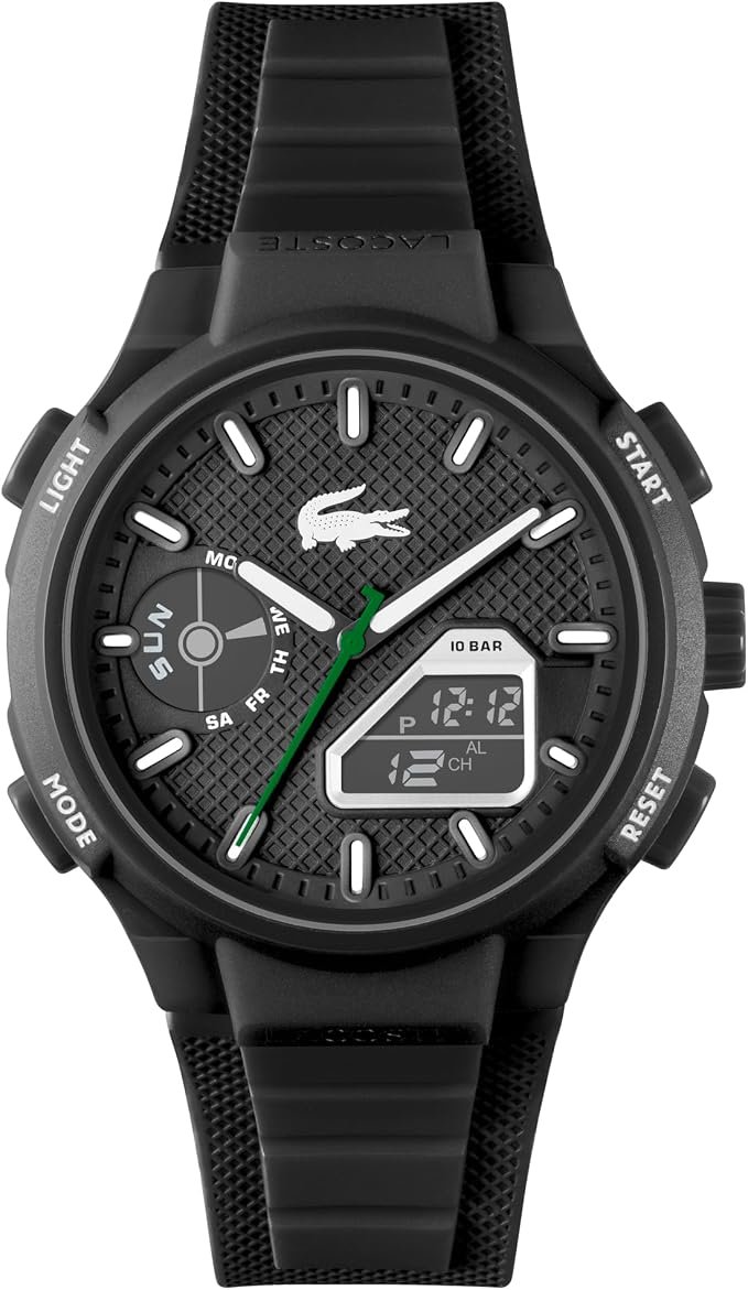 Montre analogique-numérique avec chronographe pour Homme, Collection LC33, avec Bracelet en Silicone Noir