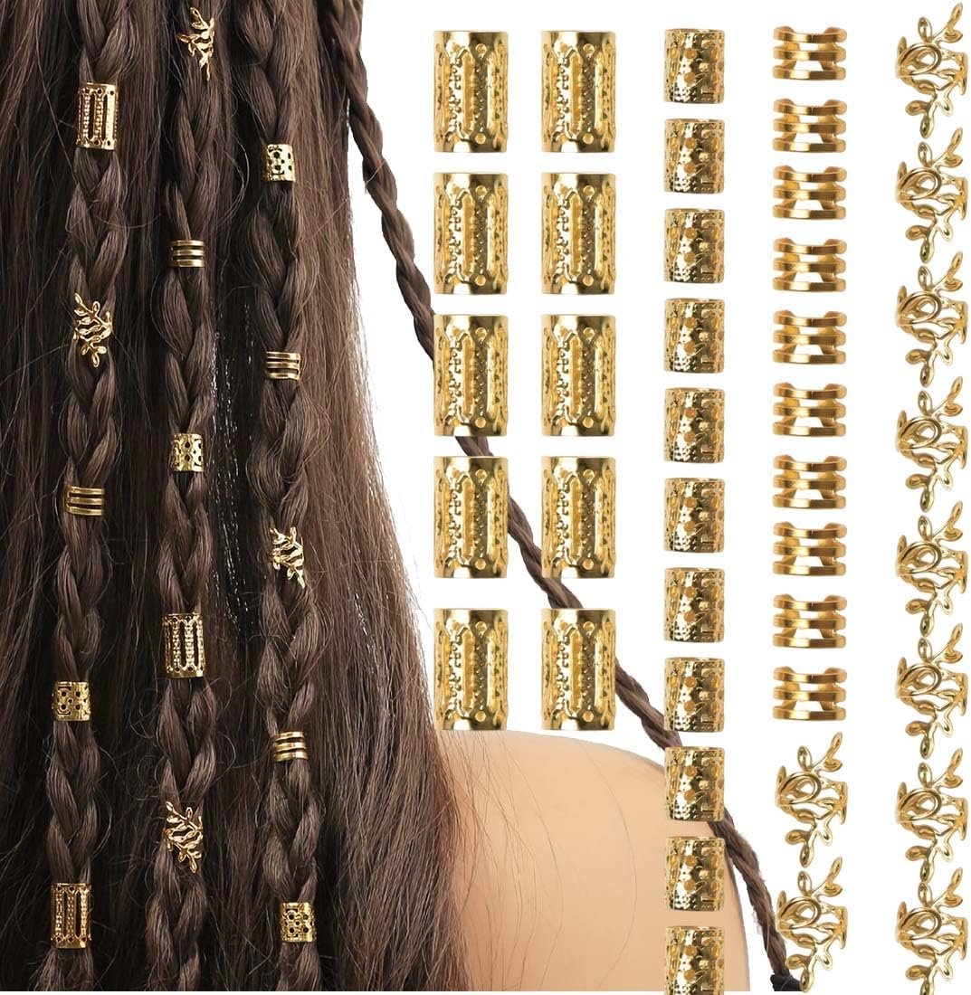 Lot de 40 bijoux de cheveux pour dreadlocks - Réglables - En métal - Pour cheveux - Pinces à cheveux en spirale - Accessoires de cheveux pour dreadlocks pour femmes, filles et garçons