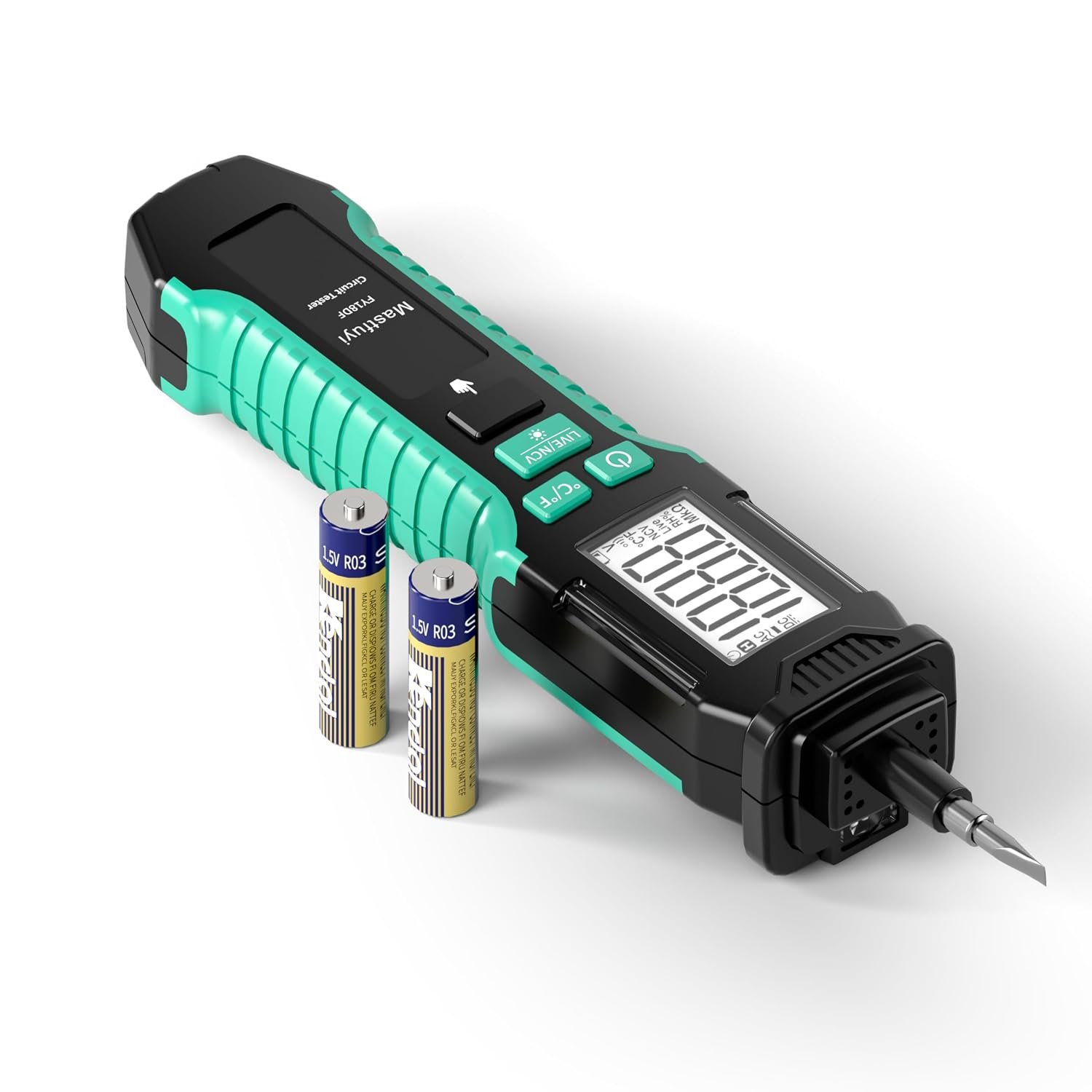 Détecteur de tension sans contact, stylo testeur électrique AC pour fils sous tension et hors tension, avec écran LCD rétroéclairé, alarme sonore et fonction de test d’ampoules.