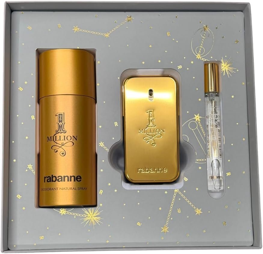 1 million d'eau de toilette 50 ml coffret cadeau 2024 (contient 50 ml d'eau de toilette, 150 ml déodorant en spray et 10 ml de spray de voyage)